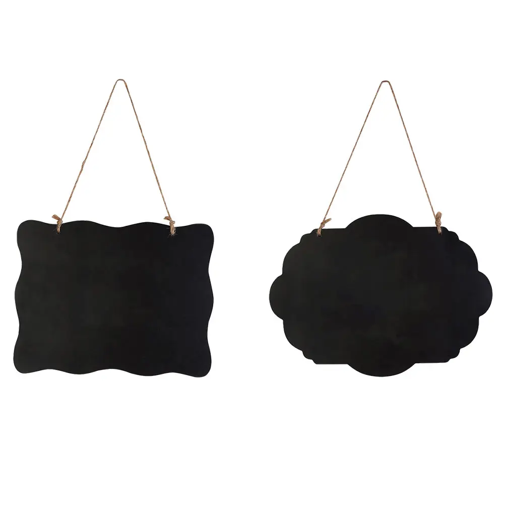 

2pcs Mini Hanging Wooden Diy Blackboard Double Sided Drawing Board For Portable Erasable Chalkboard Memo Message Notes