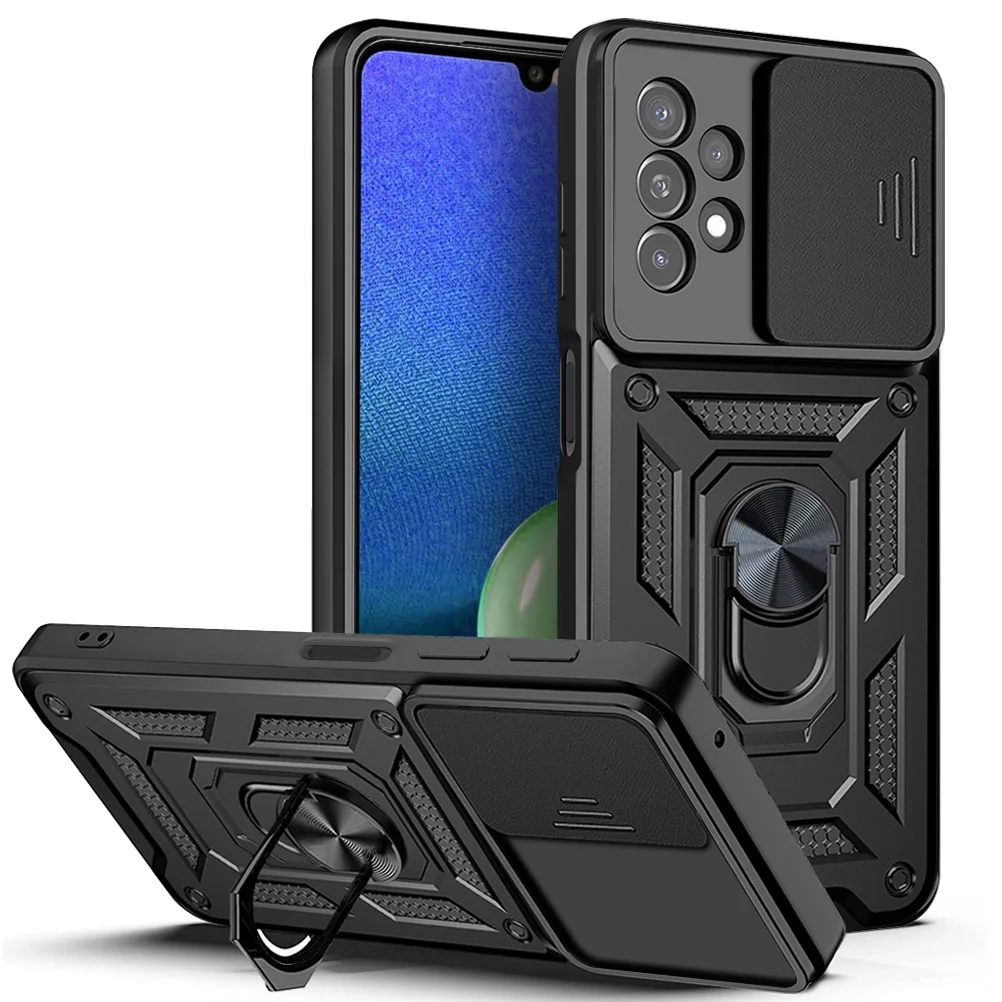 Armor Shockproof Case for Samsung Galaxy A13 4G A13-5G Phone Camera Lens Protective Magnetic Car Holder Ring Case Cover