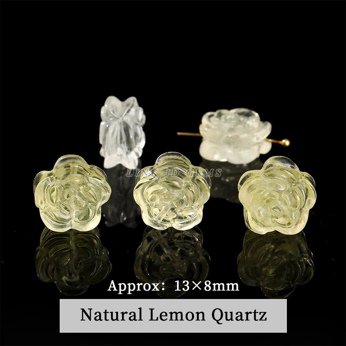 Natural Lemon Quartz Citrine Carved Loose Spacer Beads