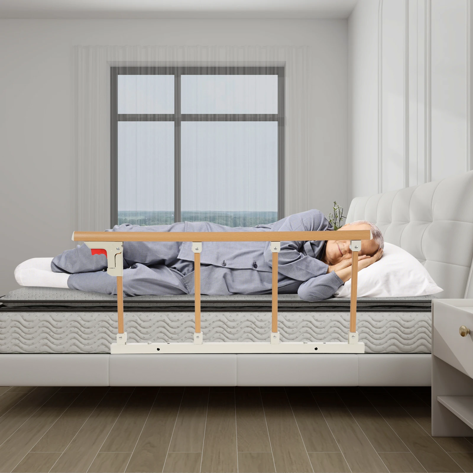 حاجز سرير لشخص أو كبار السن، واقي سرير أمان متعدد الوظائف، مقبض مساعدة قابل للطي للبالغين، رعاية منزلية