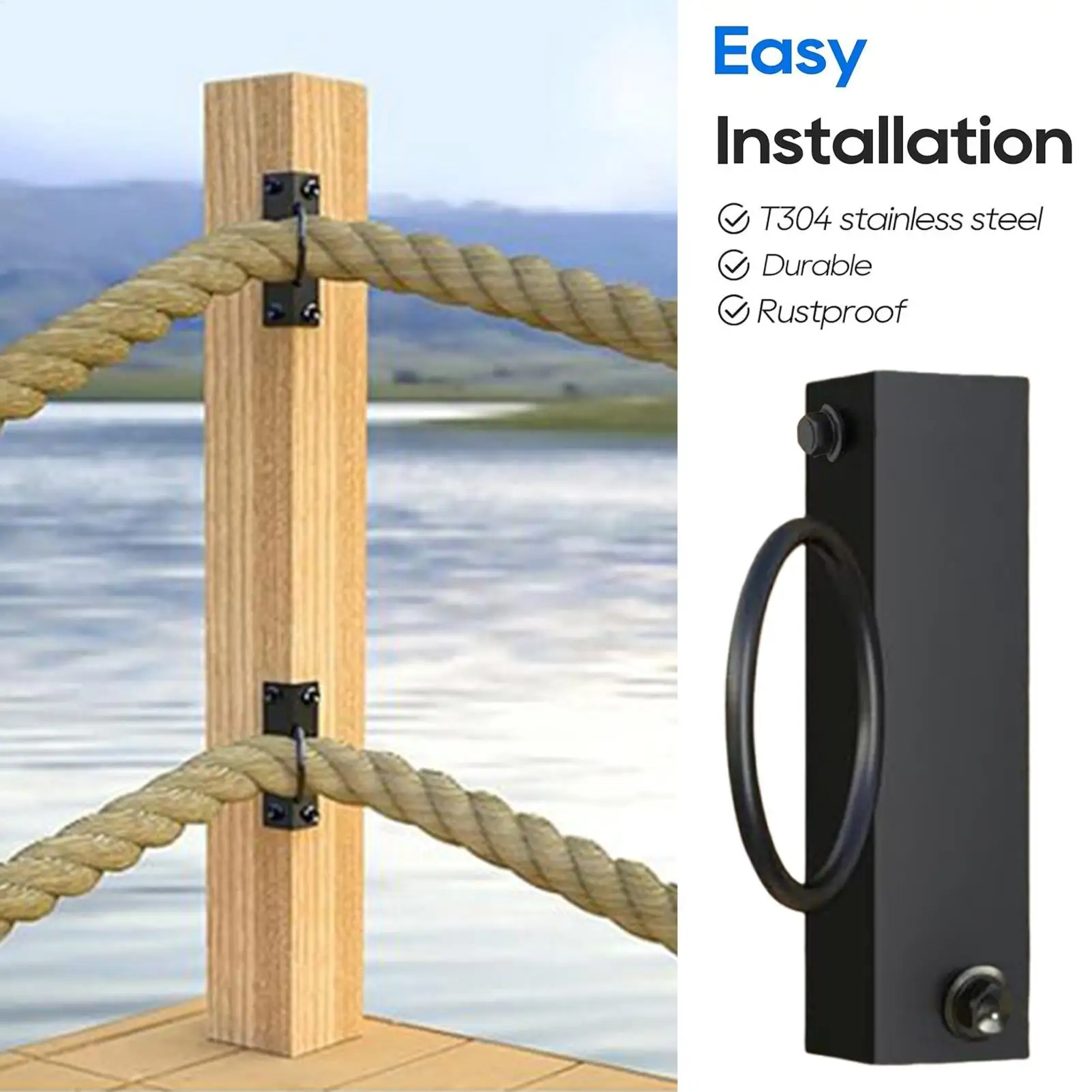 

Decorative Ring Rope Supports Holders 4 Pieces Rope Securing Holder Bracket Sturdy Wall Mount Hanger Easy Installation Hardware