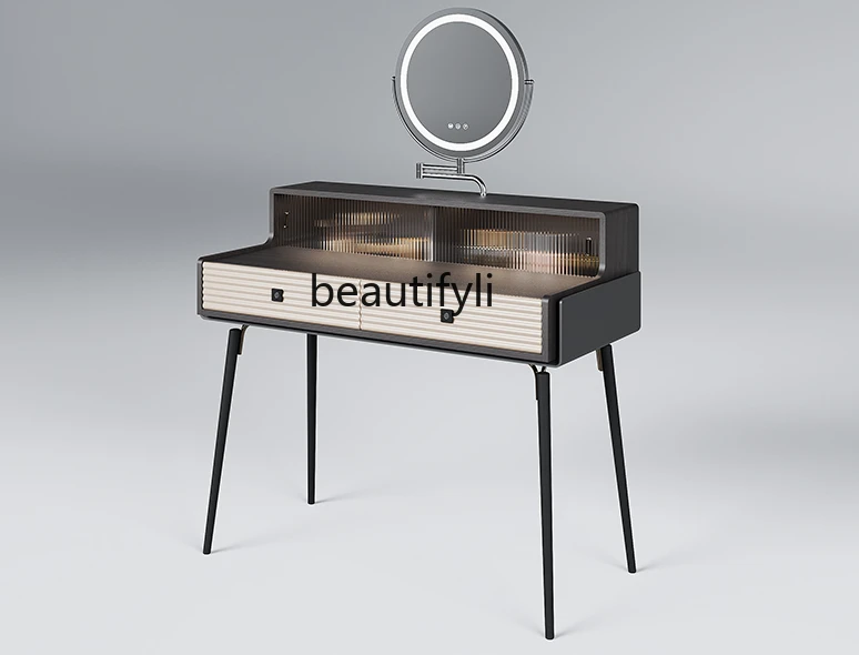 

Italian Minimalist Dressing Table Small Apartment Bedroom Light Luxury High Sense Smart Lock Makeup Table 50cm