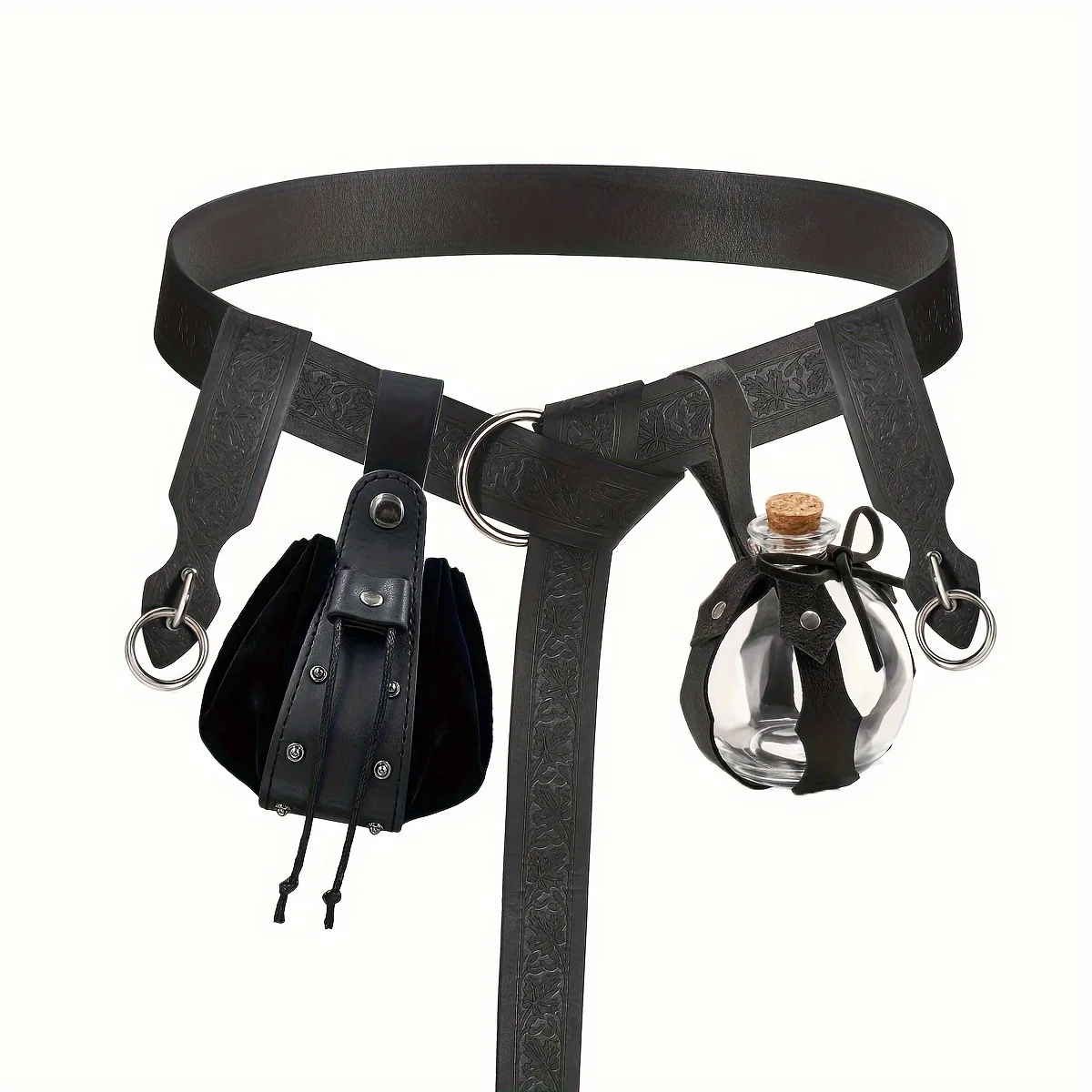 Falda medieval con cinturón, atuendo largo estilo renacentista, cinturón con estampado de hojas, accesorios para disfraz de fiesta de Halloween