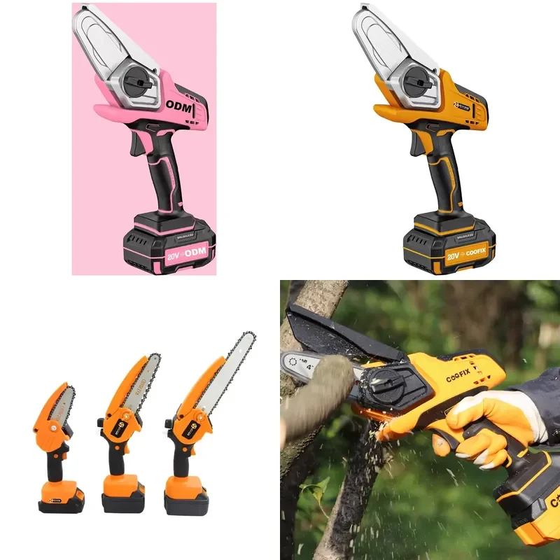 

【CHIMU HOME】 21V Cordless Portable Chainsaw with 4 6 8 Inch Bar Lengths and 2 Batteries