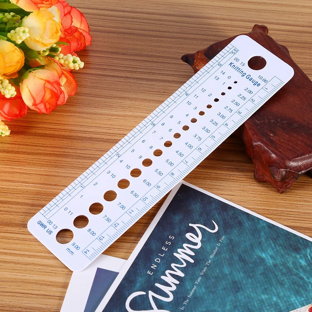 Quilting Patch work Ruler Plastic Knitting Needle Gauge Ruler Inch cm Sewing Tools US UK Canada Sizes 2-10mm Sewing Accessories
