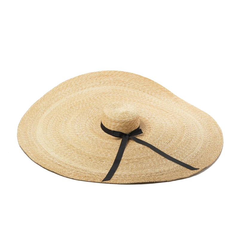 

Wholesale Fashion Ladies Wide Sun Natural Straw 1m Brim Hats Ribbon Oversize for Women Floppy Straw Chapeau Sombreros De Paja