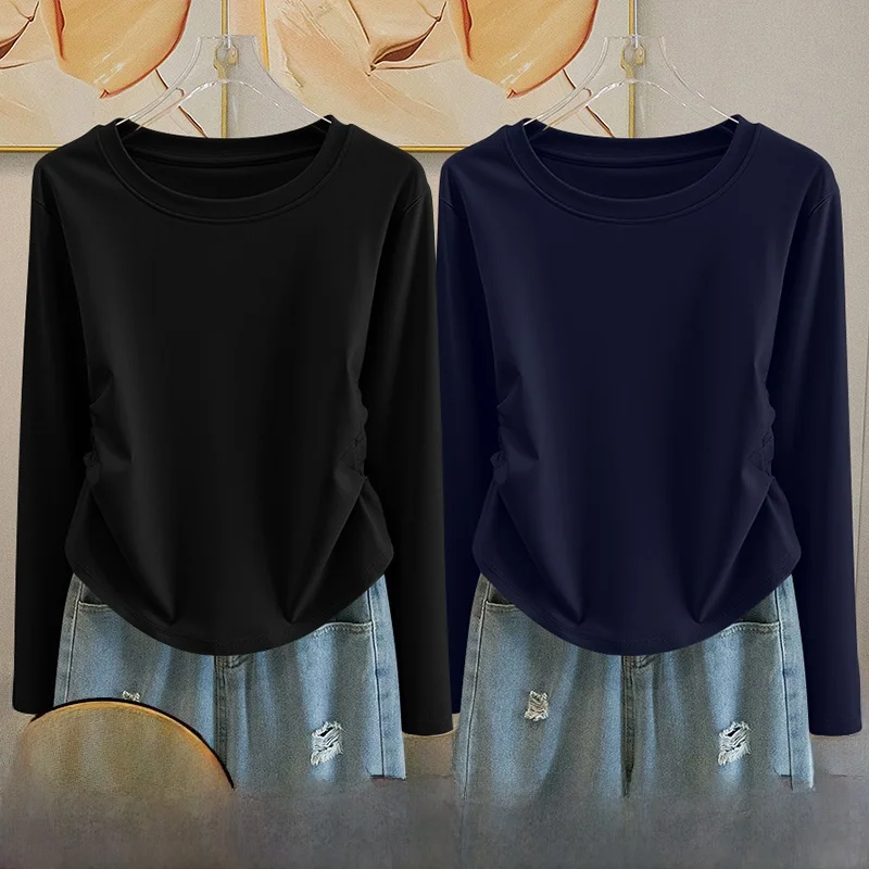 Langes Sve-T-Shirt für Damen, tailliert, Farbbasis, Irt-Top, Teaded-Design, lässig, für den Pendelverkehr, geeignet für Faion