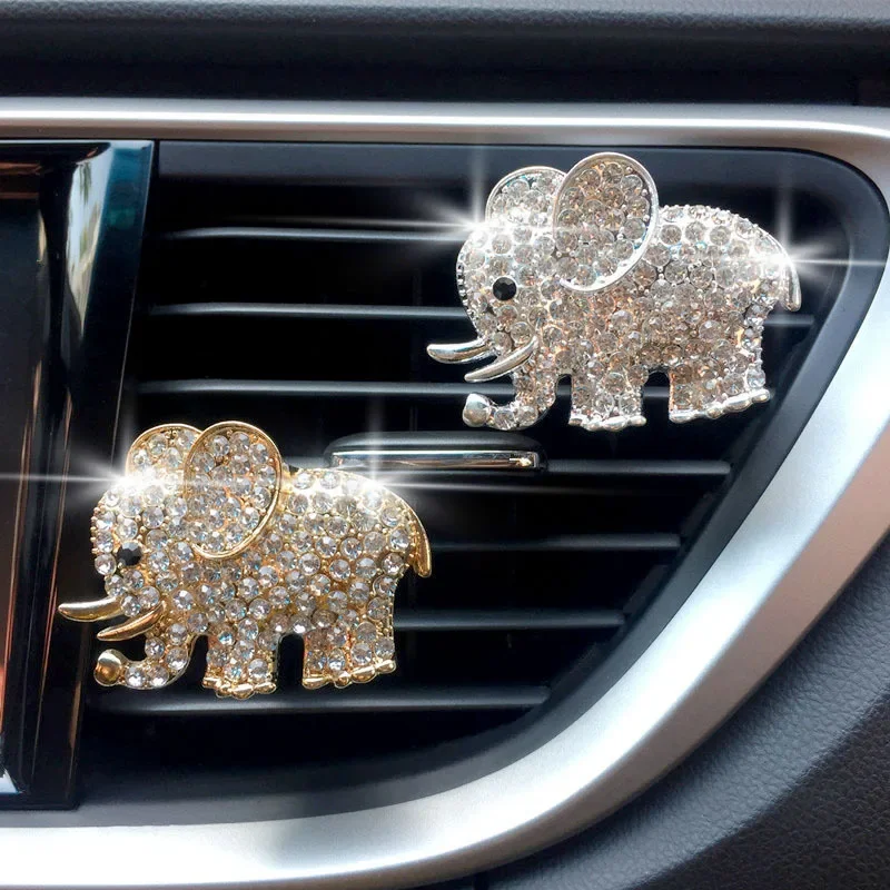 

Bling Elephant Car Perfume Clip Car Aroma Vent Clip Auto Smell Air Freshener Car Ornaments Diamond Elephant Auto Interior Decor