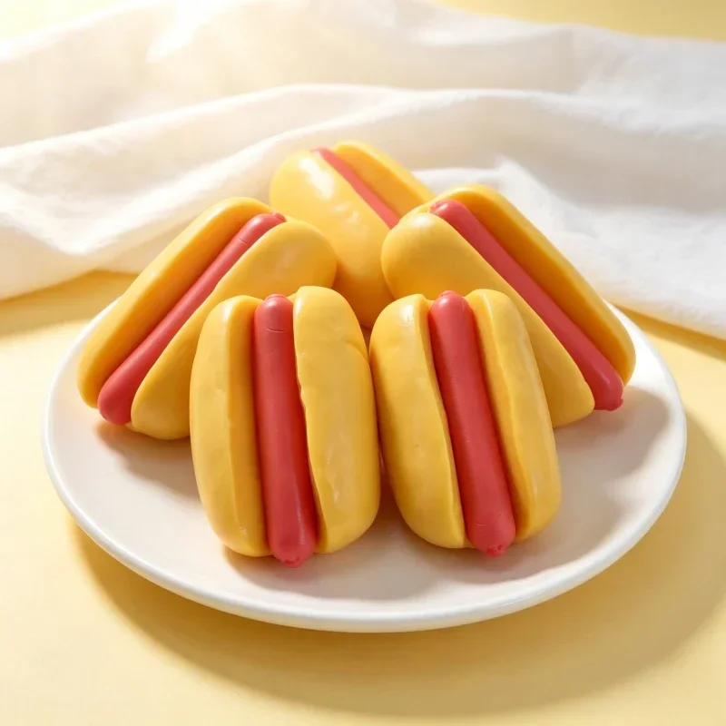 Hotdog Buns Crunchy Handmade Ball Squishy Stress Ball Squishy Squeeze ASMR Sensory ADHD Anti Stress Relief Fidget Toys 스퀴시 view 5