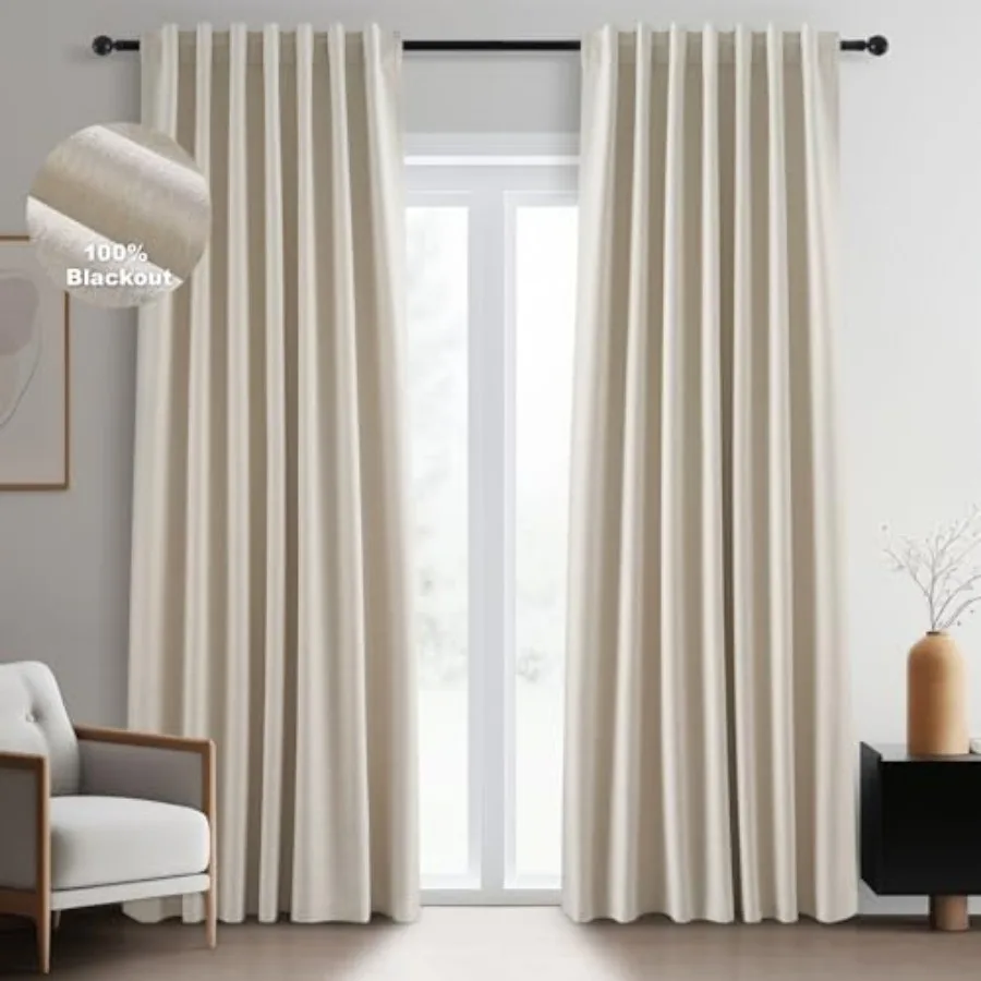 

Blackout Curtains for Bedroom 96 Inch Long Boho Energy Efficient Insulated Floor to Ceiling Track Curtains Tab Top 2 Panel Set