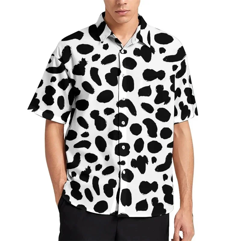 

Men's Shirt With Polka Dot Pattern 3D Pinted Top, Summer Casual Holiday Shirt, New Button Lapel Short Sleeve, Su itable For Men