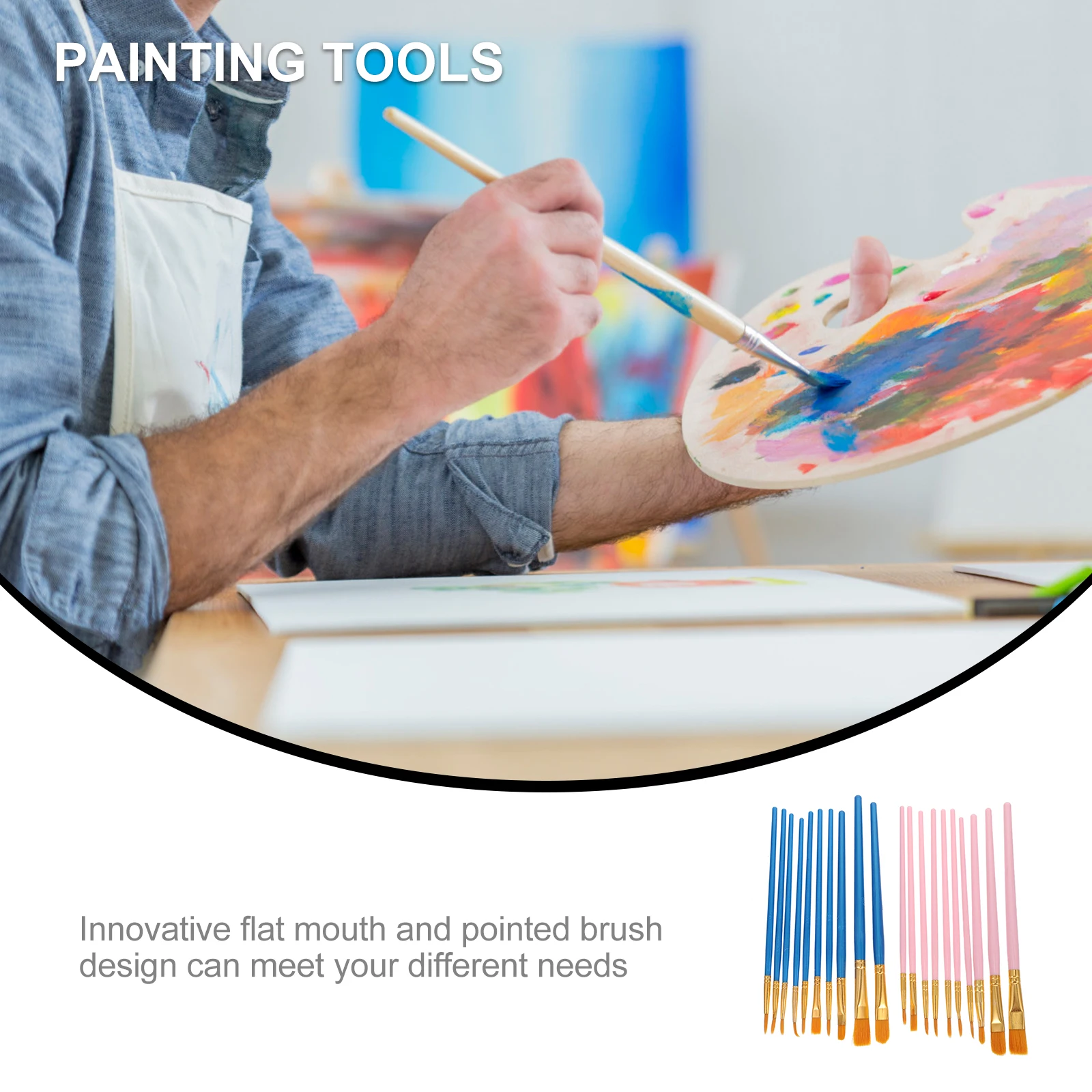 

20pcs Watercolor Oil Art Brush Set For Students Multi-Function Painting Tools Durable Bristles Premium Plastic Handles Flat
