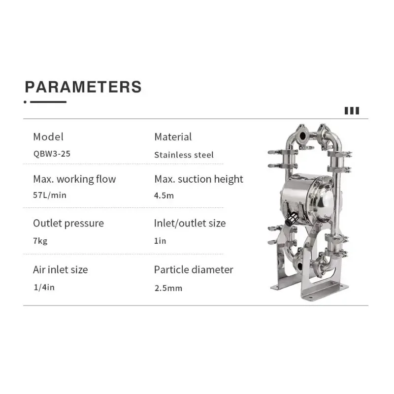

GODO QBW3-25 Food-Grade Pneumatic Diaphragm Pump Honey Transfer Sanitary Pump for Global Supply Chain Air Diaphragm