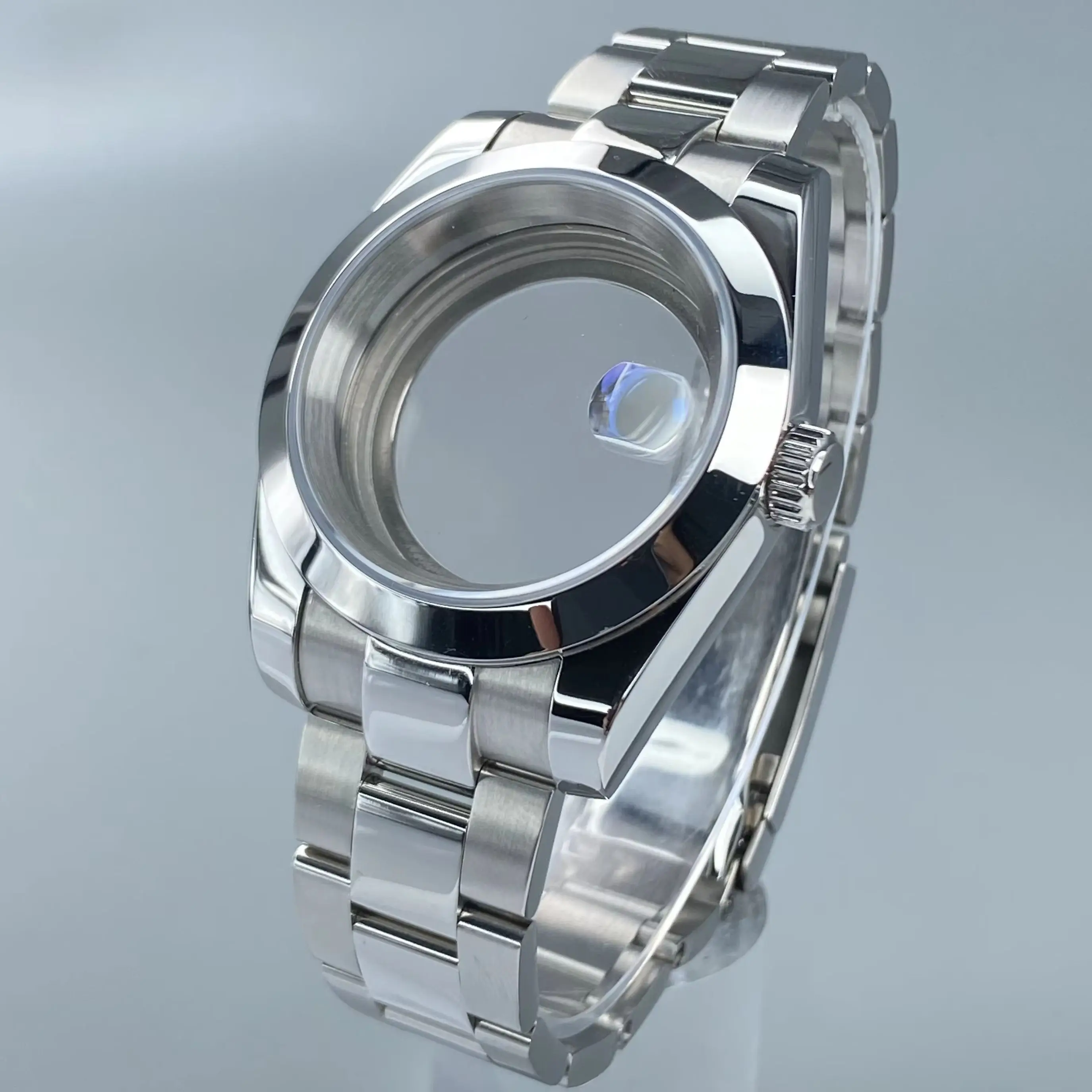 

36/39mm Silver Stainless Steel Watch Case Sapphire Crystal Glass NH35/NH36 Movements 28.5mm Dial JB Bracelet Accessories