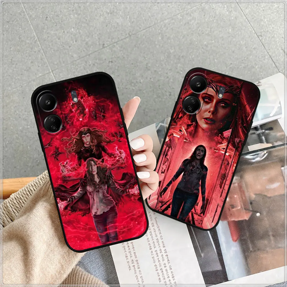 Marvel Wanda Scarlet Witch Phone Case For Redmi 14C 13C 12 12C 10 10C 9 9A 9C 8 8A 7A A2Plus A1 K60 K40 Ultra Pro 5G Black Cover