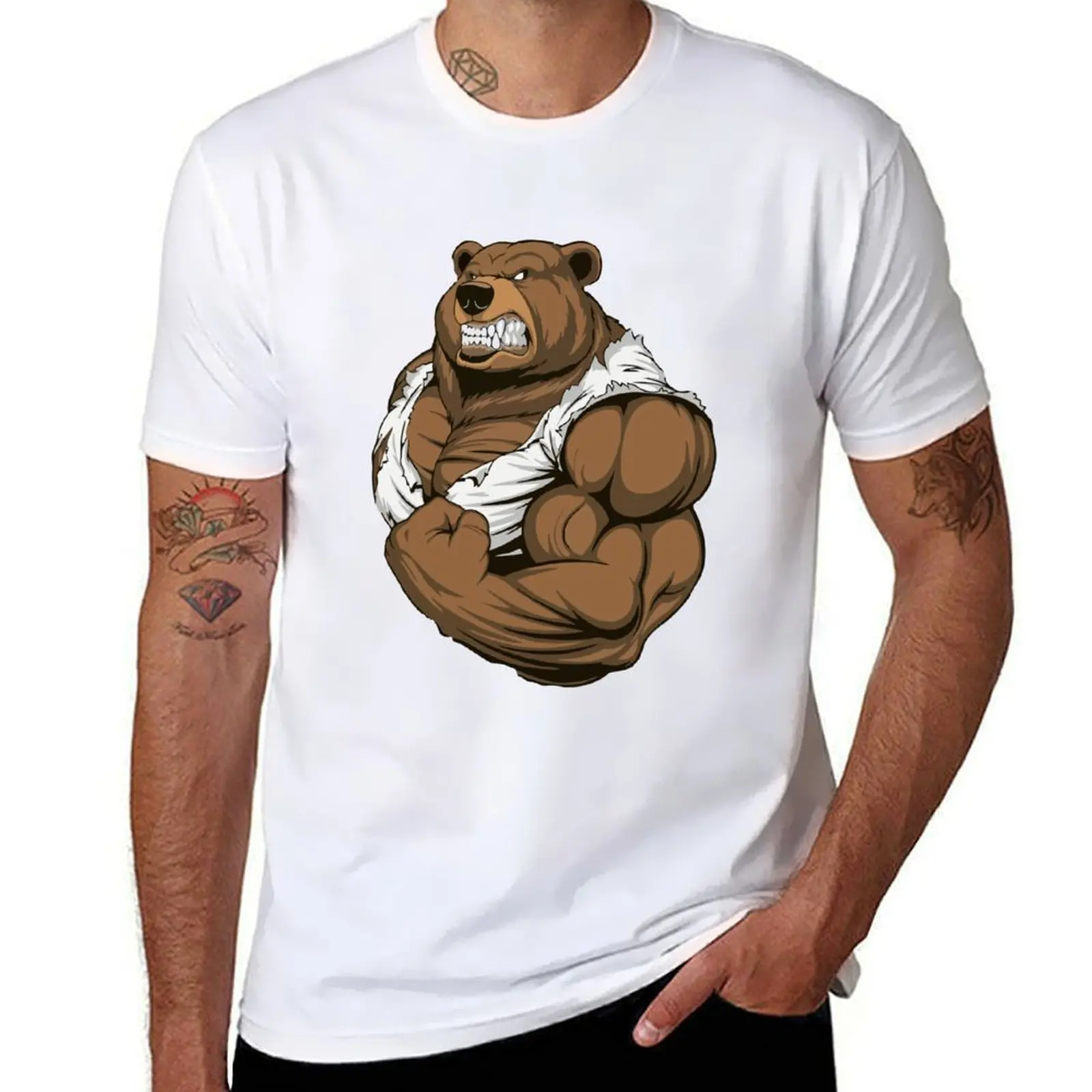 

Angry strong Bear T-Shirt man t shirt graphic man t shirts for men cotton t shirts man 100% T-Shirt