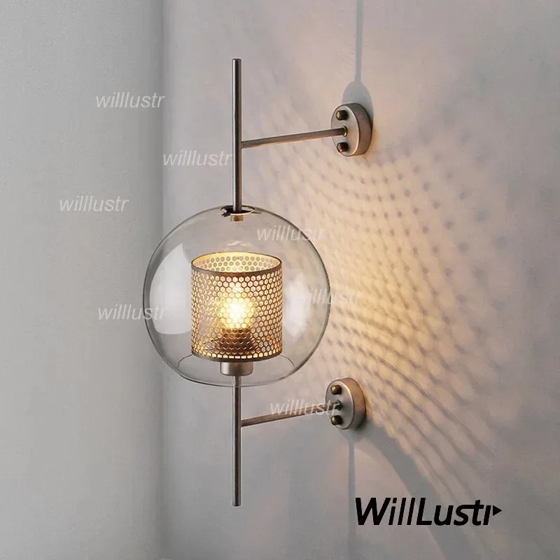 

Wall Sconce Glass Lamp Globe Cylinder Shade Iron Net Dinning Room Bedroom Restaurant Hotel Industrial Affordable Luxury Light