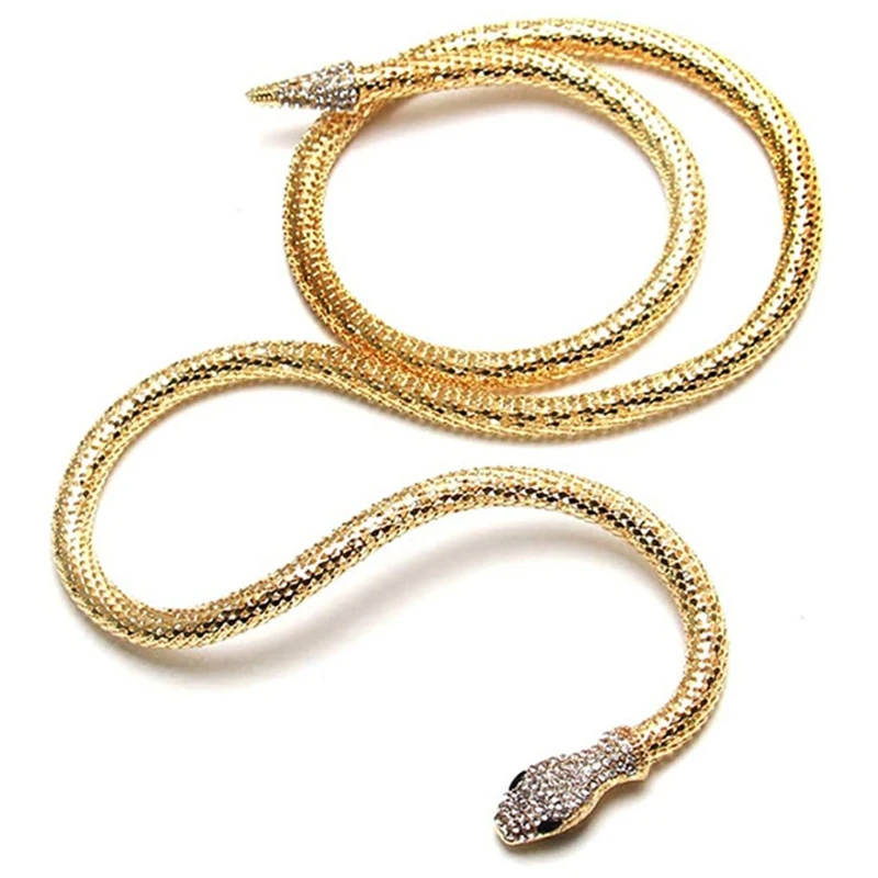Snake Choker Necklace Retro Adjustable Snake Shape Collar Necklace Curved Design Rhinestone Halloween Jewelry for Drop Shipping