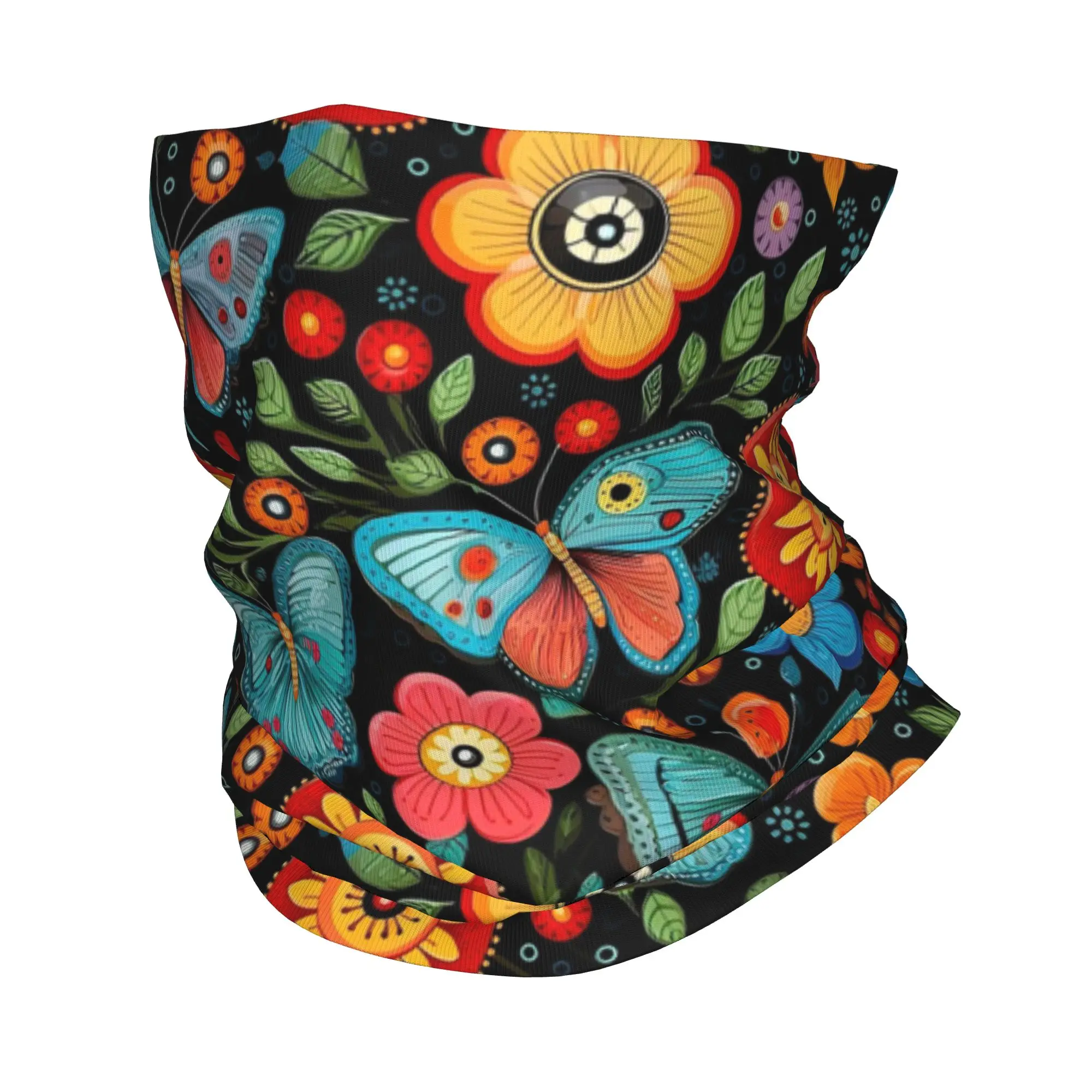 

Button Butterflies and Flowers Bandana Neck Cover Printed Wrap Mask Scarf Multifunction Balaclava Cycling For Men Women Adult