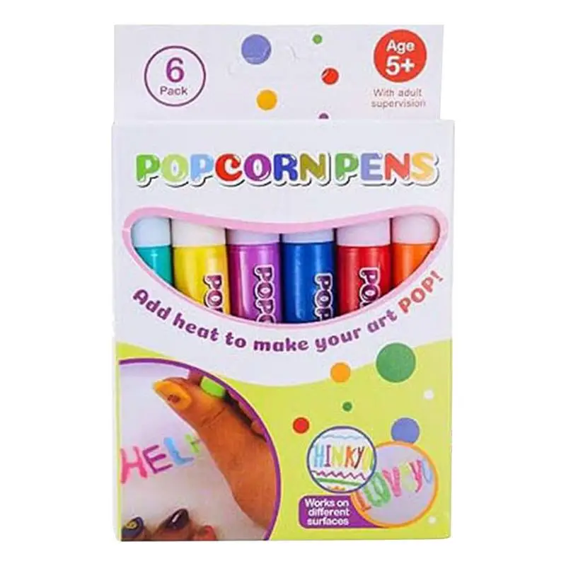 3D Magic Popcorns Pens P-uffy Paint Bubble Pen For Greeting Birthday Cards Kids Children 3D Art Pens Kid Gifts School Stationery