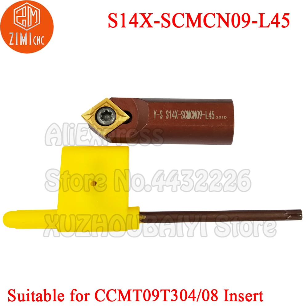 1p S14X-SCMCN09-L45 S14X SCMCN09-L45 S14X SCMCN09 L45 Turning Tools Cutter Toolholder and CCMT09T304 CCMT09T308 Carbide Insert