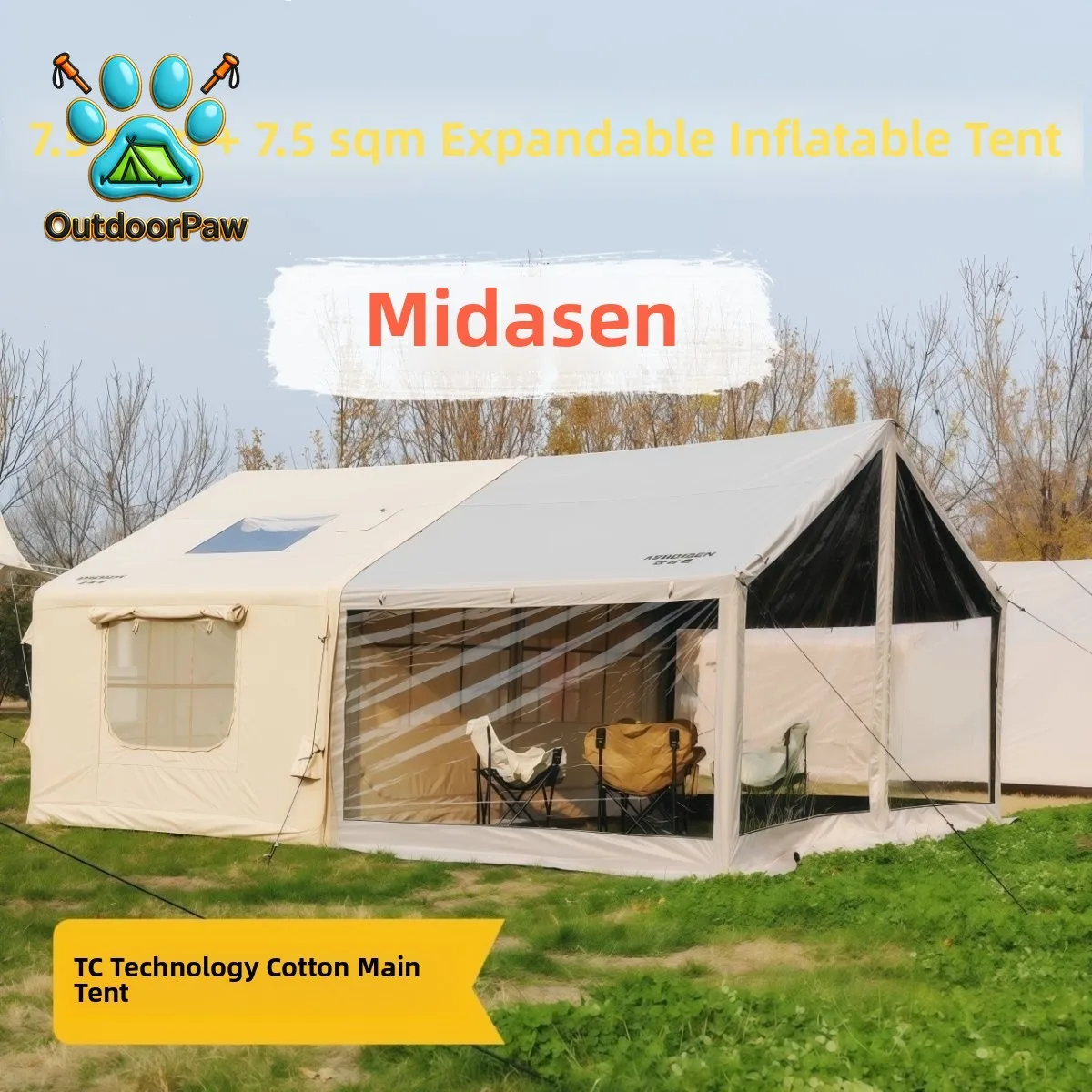 Maidison Iatable Tent Tech Cotton Fabric Thiened Outdoor Cam Autumn Winter Warm Roof Tent Portable Travel Gear