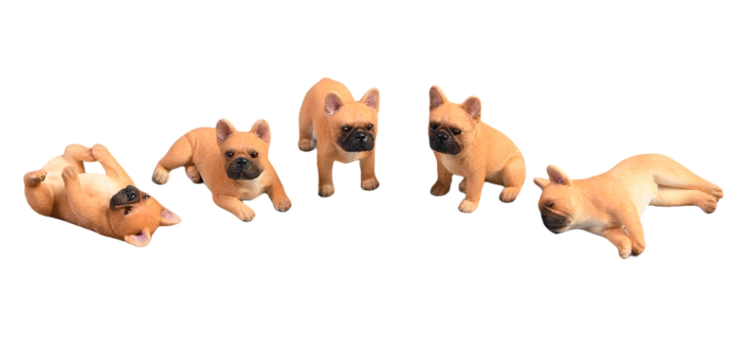 HiPlay JXK miniatura Bulldog Francés expresionemente pintado a mano realista seguro resina escala 1:12 figura de animal