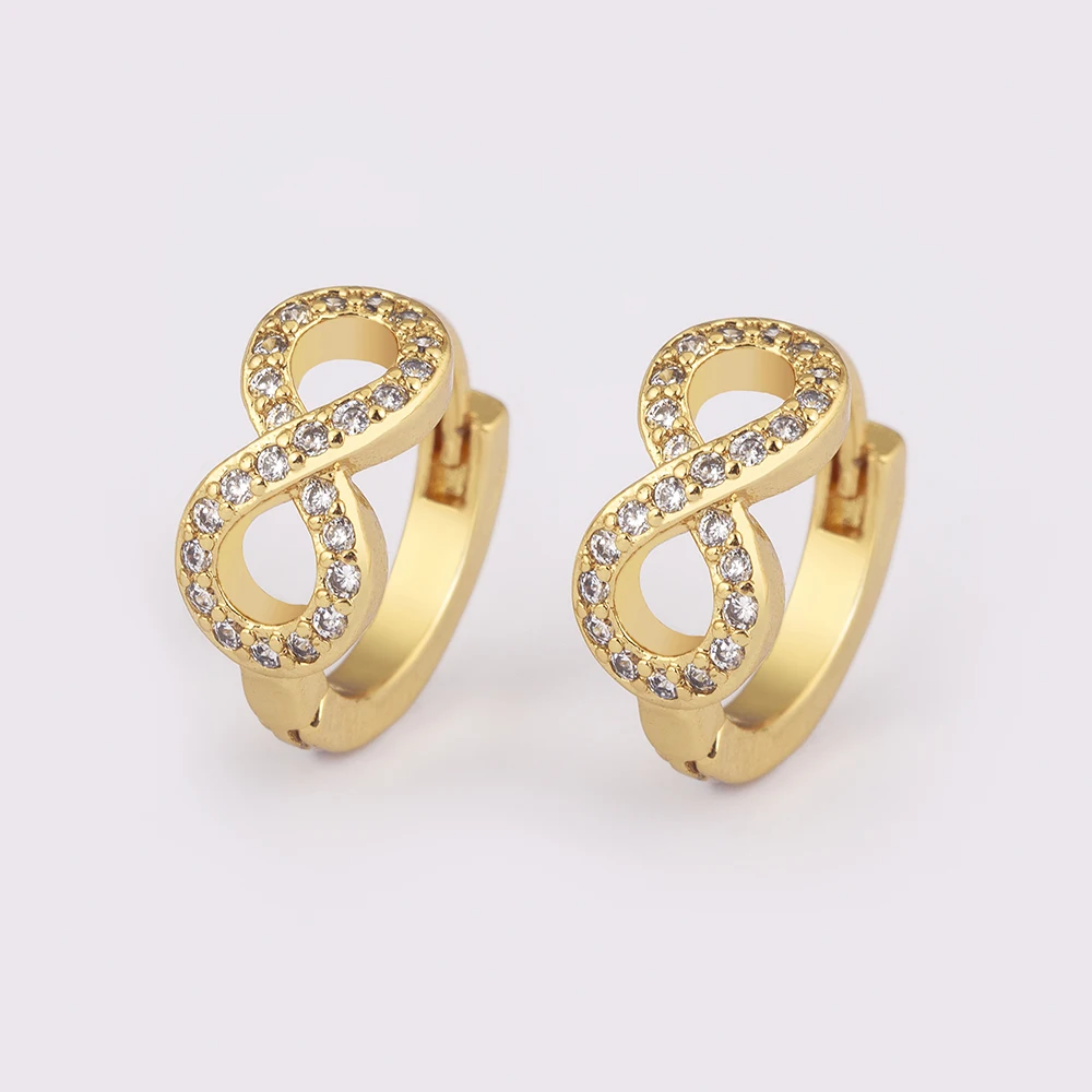 AIBEF Infinite Symbol 8 Shape Stud Earrings Gold Color Copper Zircon Women Classic Jewelry Versatile Female Accessory Charm Gift