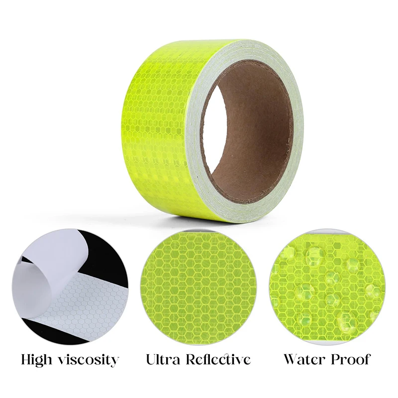 Nastro di avvertimento riflettente Roadstar, adesivo autoadesivo per auto brillante, giallo fluorescente, visibilità di sicurezza, larghezza 50 mm