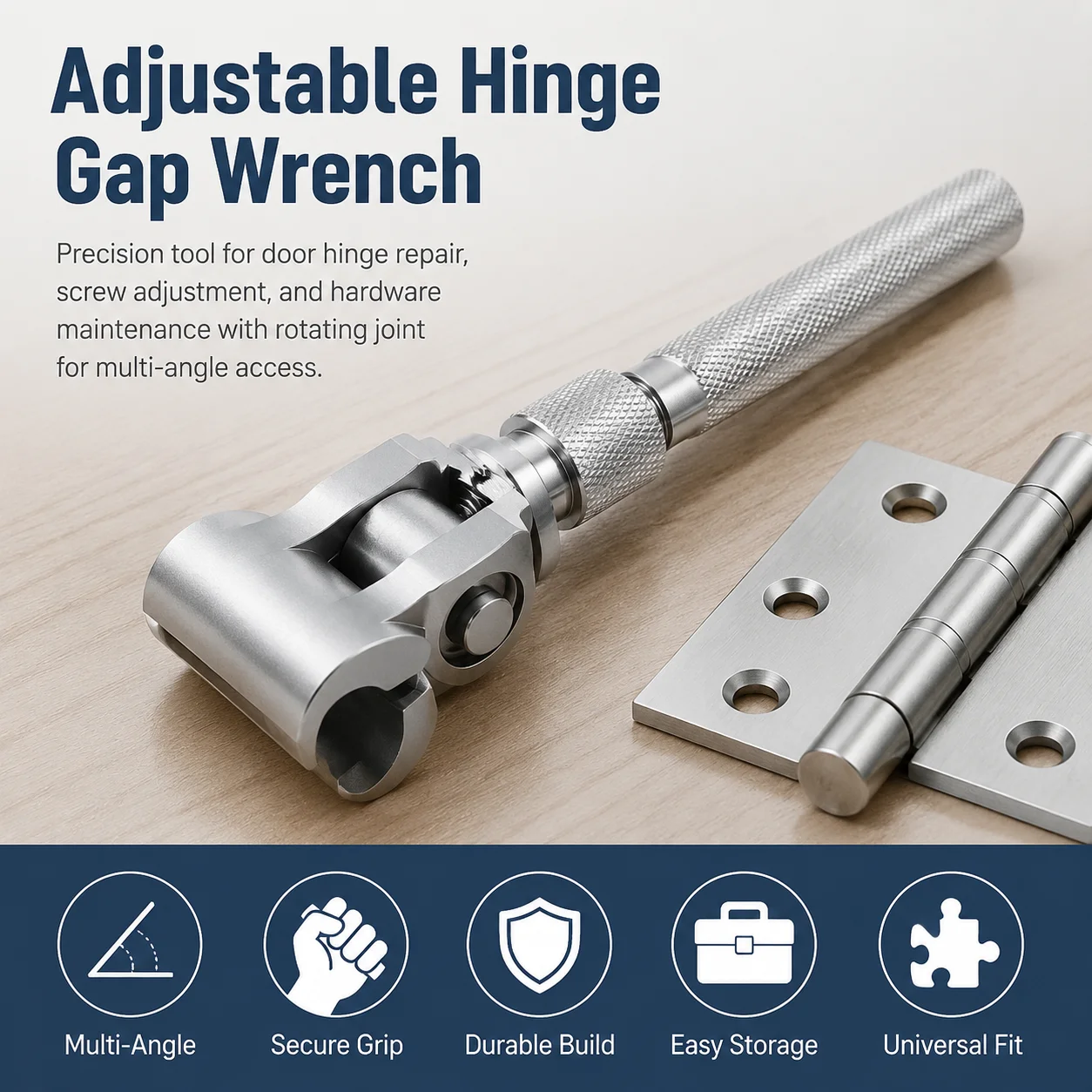 1 Pack Hinge Repair Tool Professional Stainless Steel Wrench for Door Gap Adjustment Furniture Hardware Assembly Durable