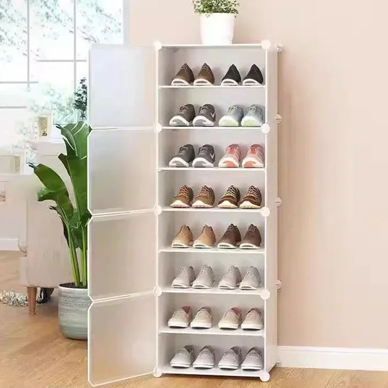 Modern Dorm Plastic Shoe Cabinets Small Portable Narrow Transparent Shoe Rack Shelf White Meuble A Chaussure Entryway Furniture