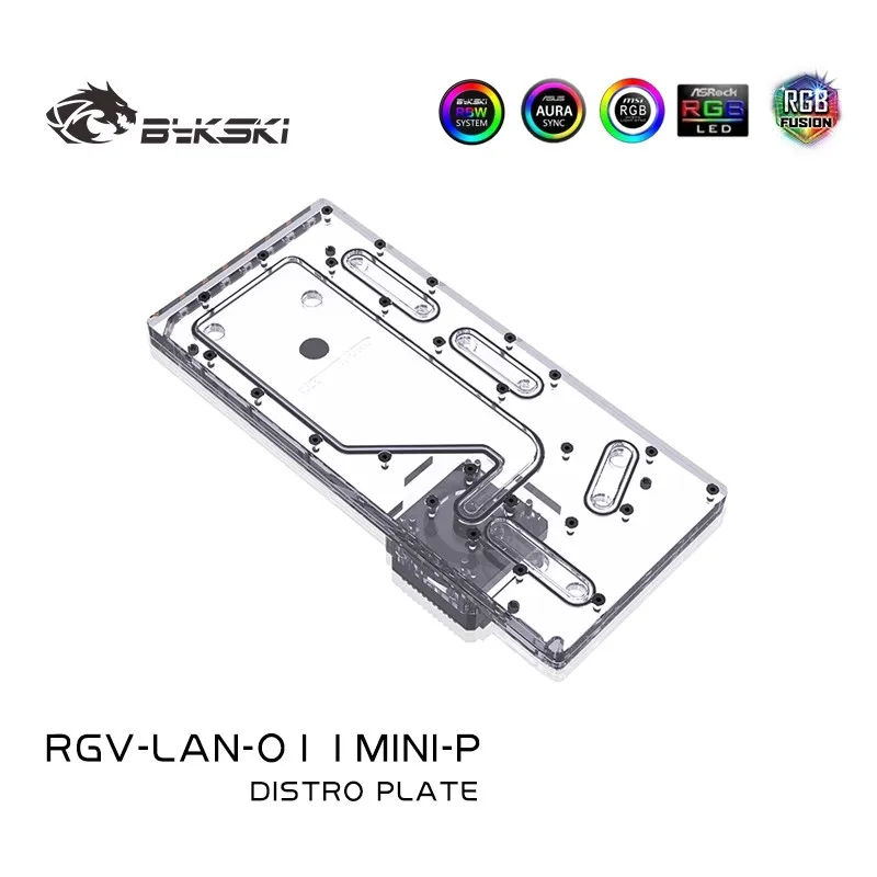 BYKSKI RGV-LAN-O11MINI-P Water Cooling System Waterway Board for LIANLI O11 MINI Computer Case for CPU/GPU Block Combo DDC Pump