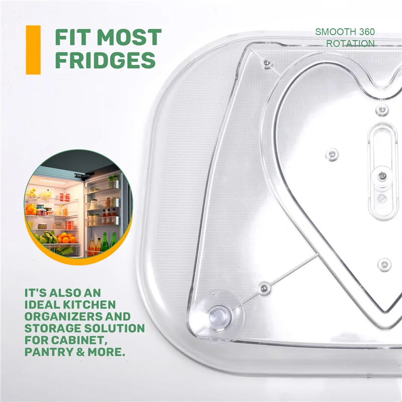 WHYY-360° Rotating Lazy Susans For Refrigerator Rectangular Fridge Organizer Cabinet Tray Refrigerator Organizers And Storage