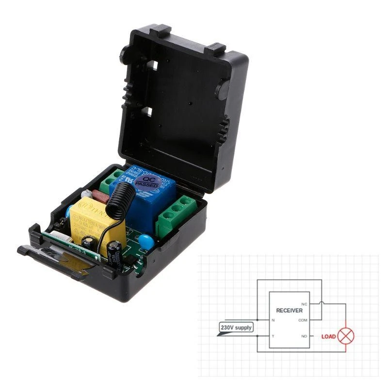 433Mhz Wireless Remote Control Transmitter Kit AC 220V 10A 1CH RF Relay Receiver Switch 1-Channel F19E