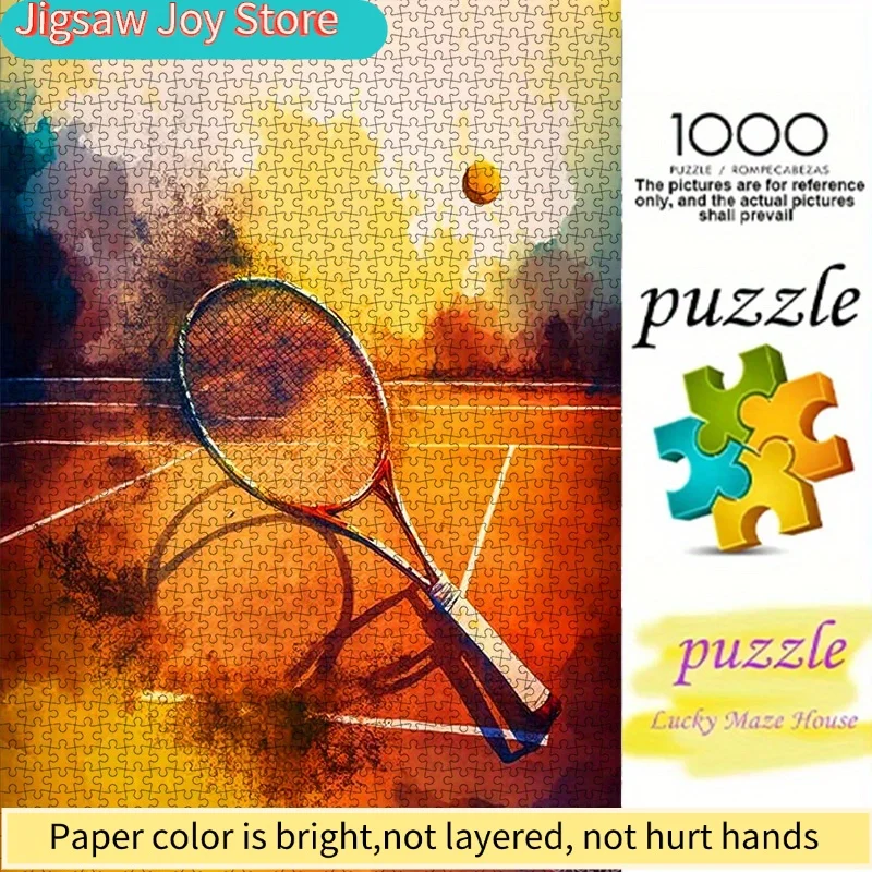 DIY Watercolor Tennis Racket Puzzle - High-Quality White Cardboard, Ideal for Family Bonding, Date Nights, Birthdays, and Hol