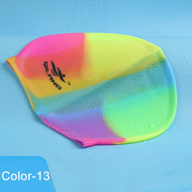 قبعة حمام سباحة مرنة ملونة ، شعر طويل مقاوم للماء ، قبعات استحمام فائقة النحافة ، بيع بالجملة دروبشيب