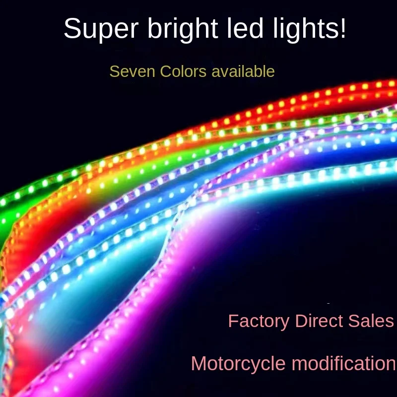 12VPedal Motorcycle Lights ModificationedDecorative Running Water Flashing Horse Light with Soft Light Strip