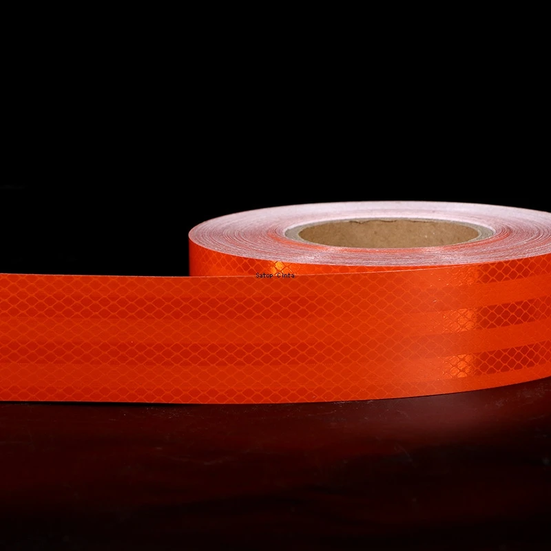 5cm*5m Orange Reflective Adhesive Tape High Visibility PET Micro Prismatic Waterproof Strips Conspicuity Safety Warning Sticker