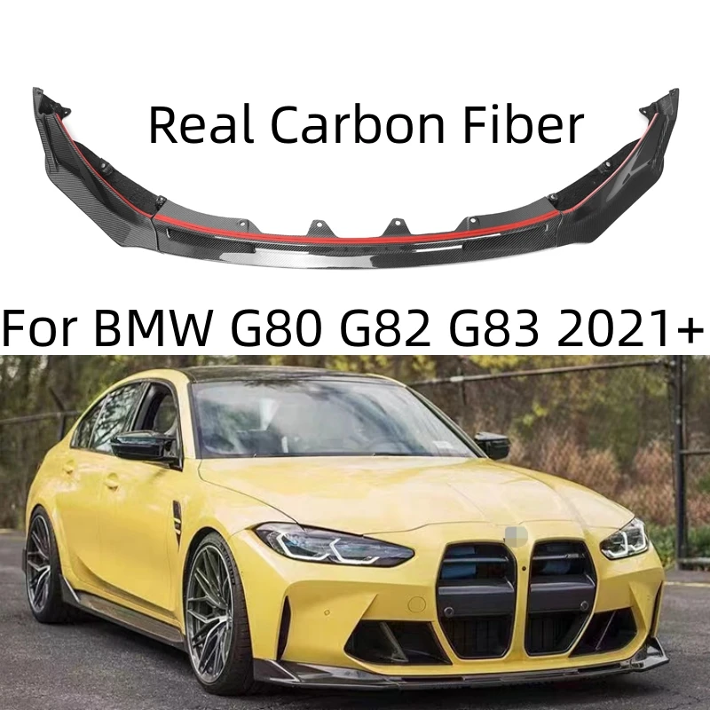 

For BMW G80 G82 M3 M4 2021 2022 V Style Front Body Kit Real Carbon Fiber Car Bumper Spoiler Diffuser Splitter Lip Exterior Parts