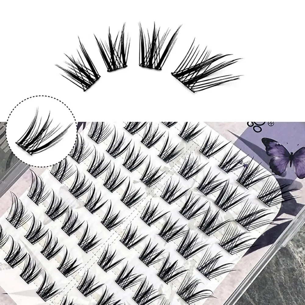Cílios postiços sem cola, cílios de raposa, estilo chinês, grosso, natural, ampliar seus olhos, cluster único, ferramenta de maquiagem