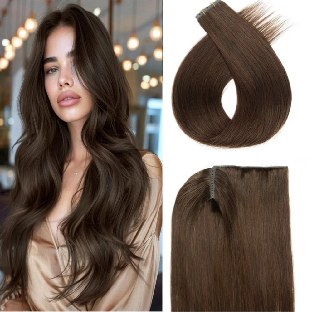 

Невидимые инъекционные накладные пряди для наращивания волос с двойным креплением и отверстиями XO для бесшовного слияния, натуральный коричневый цвет, 100% человеческие волосы