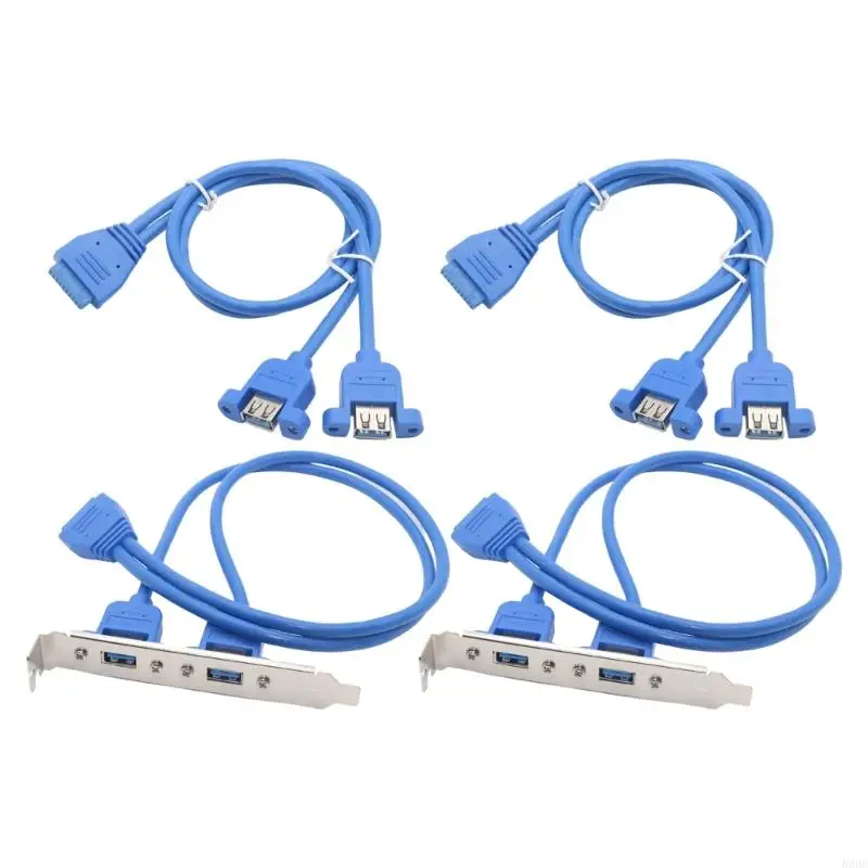 20Pin Mainboard to Two USB Female Cable, Internal USB Extension with Fixed Mount Sides for Desktop Front Panel Service 896C