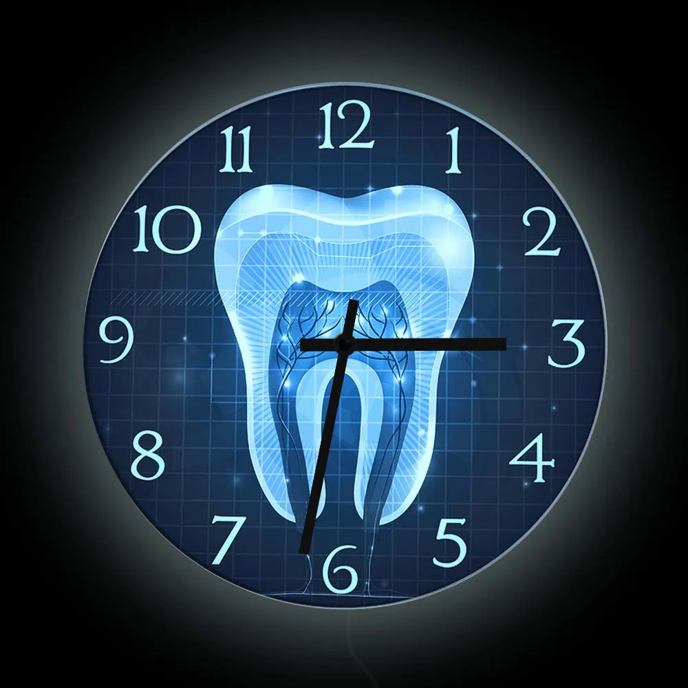 Tooth Anatomy Art Wall Clock For Dental Clinic Office Dentist Gift Medical Artwork Modern Design Home Decor Clock Wall Watch