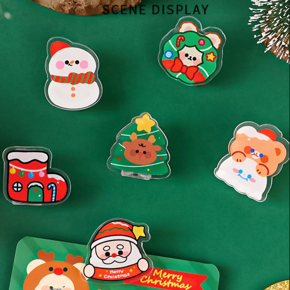 Student Folder Color Cartoon Folder Acrylic Holiday Decorations Transparent Clip Pclip Christmas Clip File Test Paper Color Clip