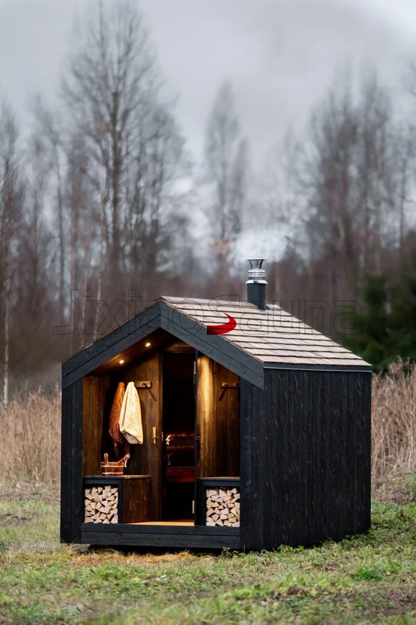 Deluxe Forest Sauna Cabin Ideal for Health and Relaxation with Natural Wood Aesthetics