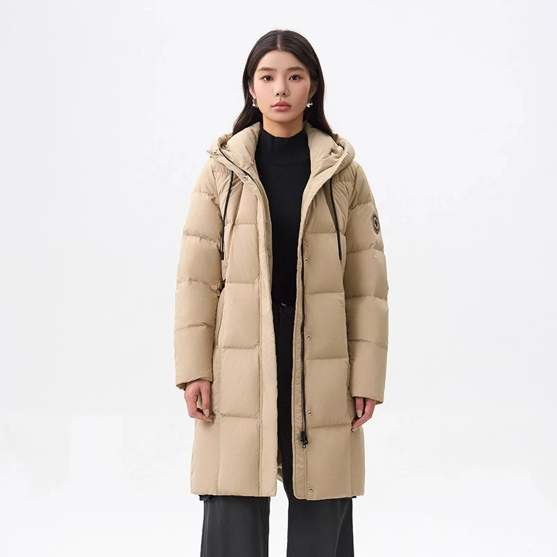 Chericom Lange Damen-Winter-Daunenjacke 2022, neu in warmen Daunenmänteln mit Kapuze, solide, einfache Pendeln, stilvoller Mantel für Damen Y309165Y