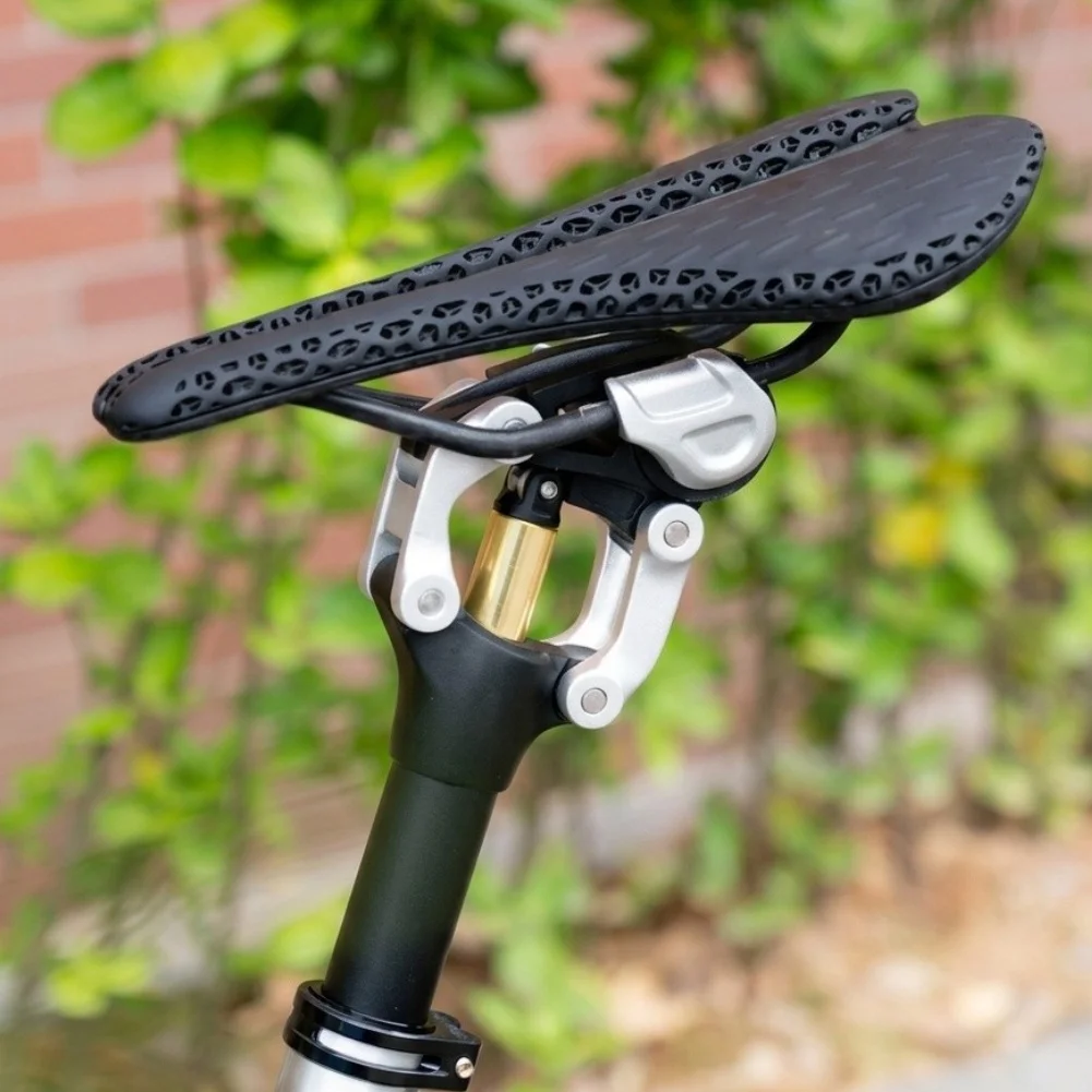 Black Bike Shock Seat Post Aluminum Alloy Bike Seat Post High-manganese Carbon Steel Robust Compression Spring