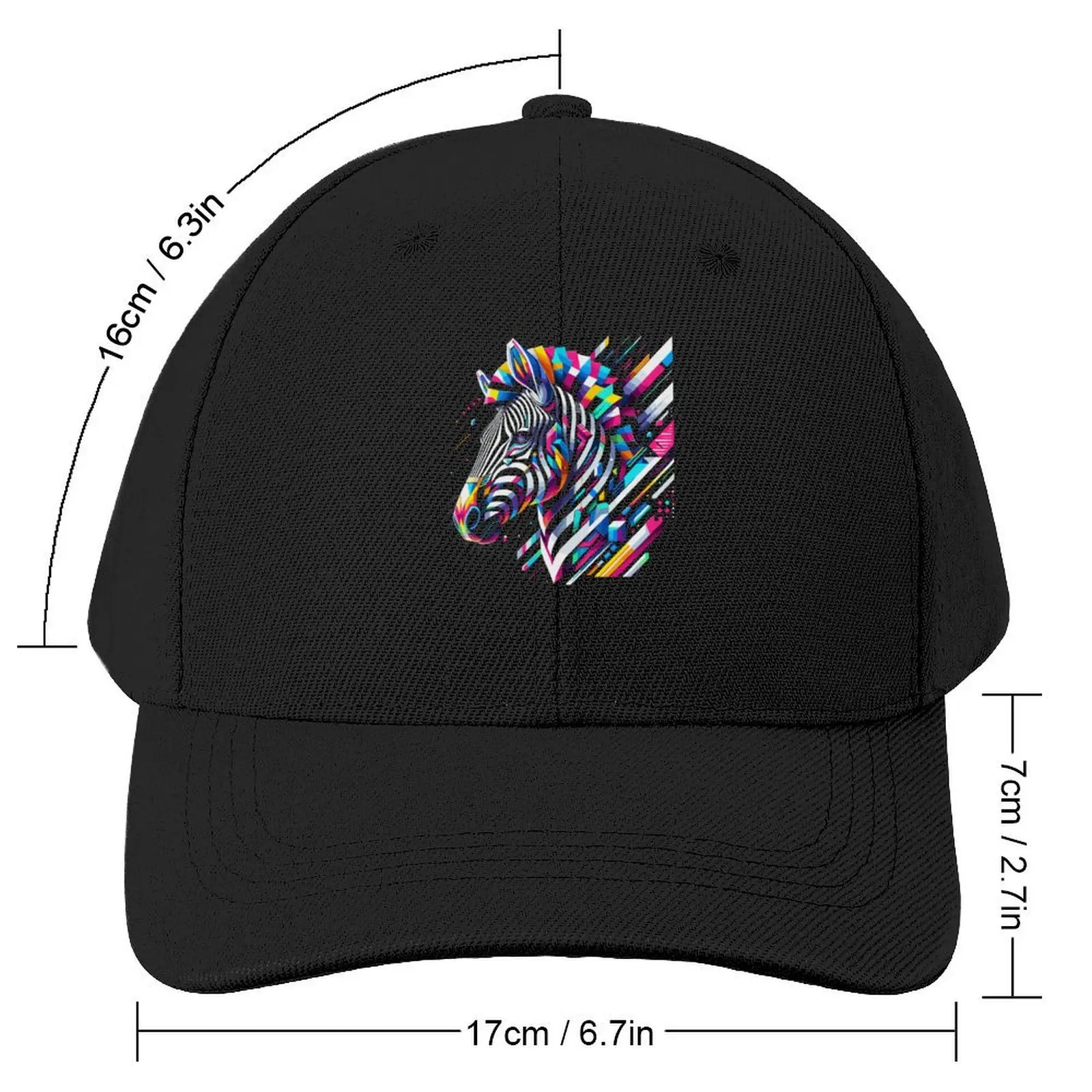 Geometric Zebra Design: Neon Elegance Meets Retro Vibe Baseball Cap hiking hat Icon For Girls Men's