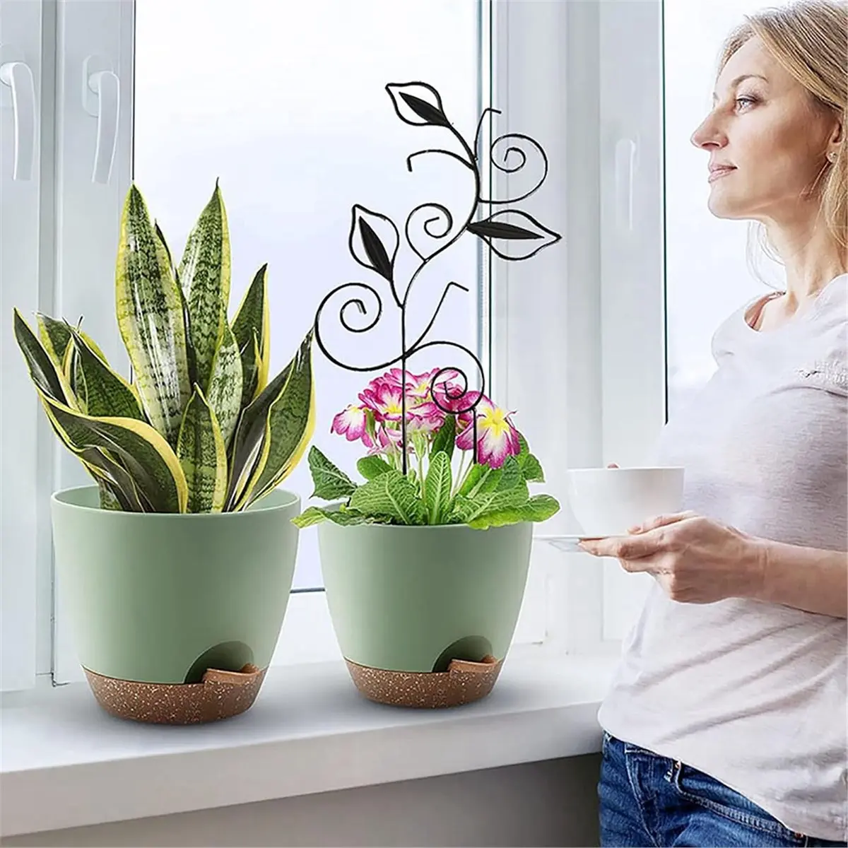 

Decorative Plant Trellis for Indoor Potted Plants Leaf Shape Vine Support Stakes,Garden Trellises for Climbing Plants