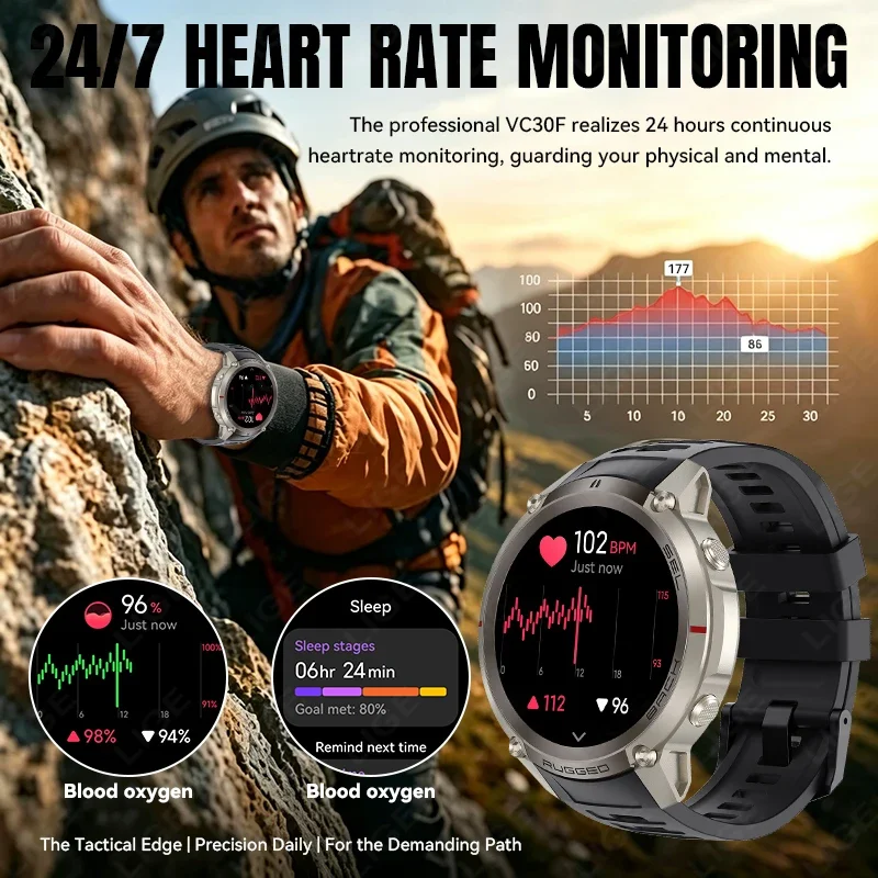 New Military Grade 500mAh Battery Smart Watch 5ATM Waterproof GPS Tracker Bluetooth Call AMOLED HD Men Sport 2026 New Smartwatch image 3